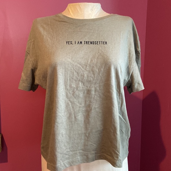 Zara Tops Zara Oversized Yes Im A Trendsetter Khaki Green Tshirt